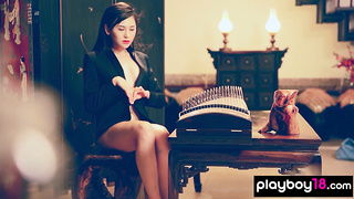 Asian porcelain girl showcases her muff