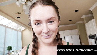 Lethal Gonzo - Ponytailed Steaming Honey crams Her Cooter With A Immense Beefstick - Chloe Marie