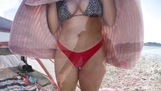 Ginormous Caboose Freshman Super-Bitch Luvs Smashing at Public Beach POINT OF VIEW - Molly Pills