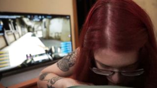 sucky-sucky with Eyes Contact while Guy Observing Major Cs go -meaty Explosion in Facehole