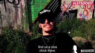 LETSDOEIT - German Inked Mega-Bitch Rails A Hefty Weenie on the Road