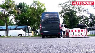 LETSDOEIT - German Inked Mega-Bitch Rails A Hefty Weenie on the Road