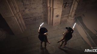 Lesbian futanari threesome adventure animation in Egypt