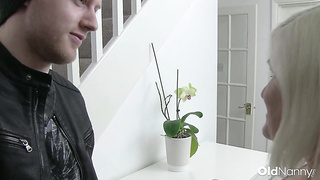 Oldnanny Platinum-blonde Grandma Blows And Romps Young Dude Firm