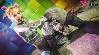 Powerfully inked trans Lily Lu gets butt sex fisted