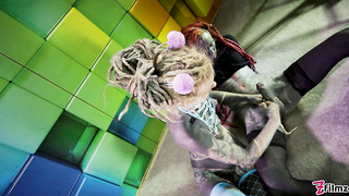 Powerfully inked trans Lily Lu gets butt sex fisted