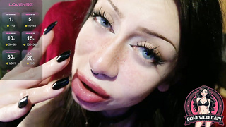 Punk Damsel with Neck corset Plays with Jizm and Fuck stick Live