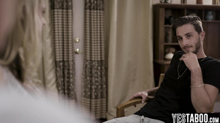 Sly BOYFRIEND pummels teenage and huge-boobed COUGAR step-mother