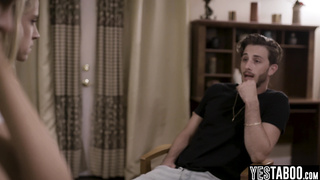 Sly BOYFRIEND pummels teenage and huge-boobed COUGAR step-mother