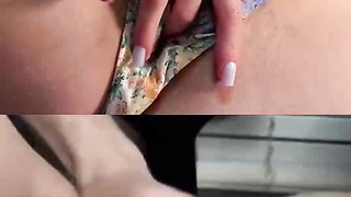 Raw cooch stunner paws herself to ejaculation on talk