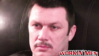 Amateur guy with mustache drains his rigid meatpipe for us