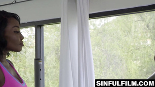 Ebony goddess humps firm with her sport schoolteacher boy