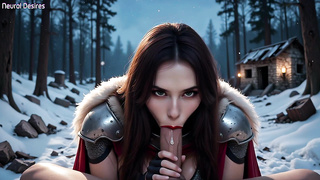 Buxomy Viking Warrior Penetrates in Snowy Desire Woods
