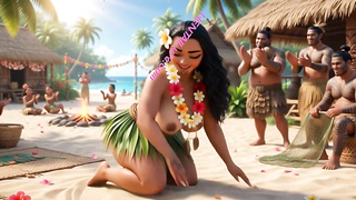 Good-sized Bum Bombshell Moana Plowed In Gang By Tribal Villagers
