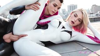 Her Spider-suit hugs every curve as she ultimately permits herself to perceive assfuck rapture (AI Porno)