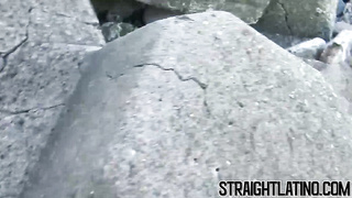 Ebony hetero stud screwed outdoor in three-way by Mexican batty boys