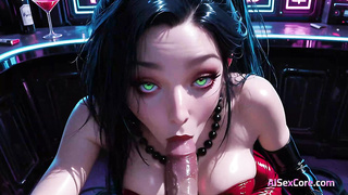 Black pigtail juggles as he takes her over the pub & super hot spunk gushes throughout her pretty face