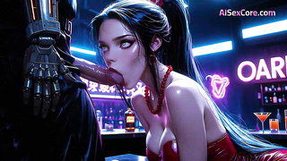 Black pigtail juggles as he takes her over the pub & super hot spunk gushes throughout her pretty face