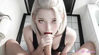 Face flushed against covered tile her knockers juggle as she gets stuffed stiff before white-super hot facial cumshot