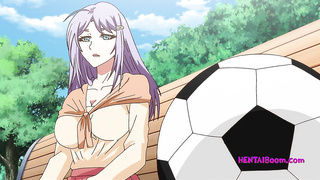 Manga porn Buxom Purple Hair Dame Lures Guy for Wild Orgy