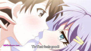 Manga porn Buxom Purple Hair Dame Lures Guy for Wild Orgy