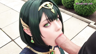 Thicc waifu Nefer boned and caked in a milky facial cumshot