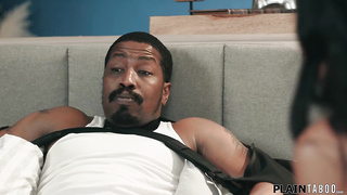 Step-father fakes an injury to get a hand job
