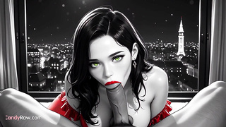 Buxomy Anime Stunner in Crimson Undergarments Fucktoys Eiffel Look