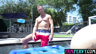Big-chested nubile daughter-in-law torn up in pool
