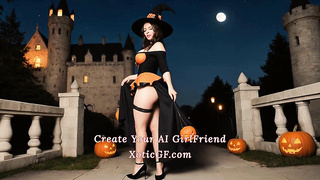 Off the hook Halloween Soiree with Buxomy PLUS-SIZE School Gal (AI Generated)