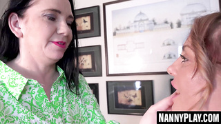 Ample PLUS-SIZE Hannah Symonds is orally pleasured by Kjirsten Jensen