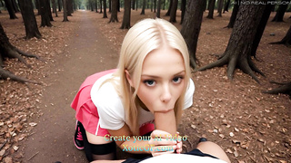 Ash-blonde Teenager Lady Cheats her Beau in the Wild Woods (AI Pornography)