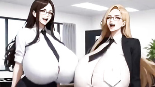 Hilarious XXL Udders Office, Ai Cartoon