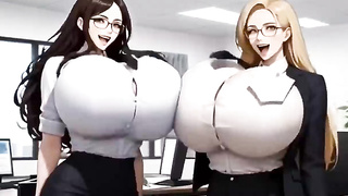 Hilarious XXL Udders Office, Ai Cartoon