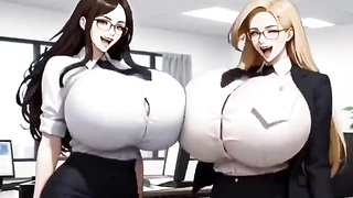 Hilarious XXL Udders Office, Ai Cartoon