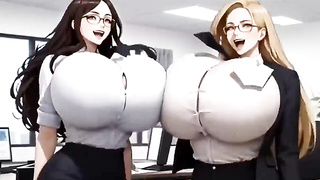 Hilarious XXL Udders Office, Ai Cartoon