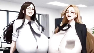 Hilarious XXL Udders Office, Ai Cartoon