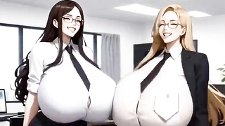 Hilarious XXL Udders Office, Ai Cartoon
