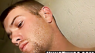 Unshaved lean gay-for-pay amateur jacks solo and gushes