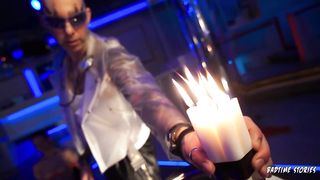 Obedient stunner loves to be tormented with scorching paraffin wax, because it makes her fuckbox cascading humid