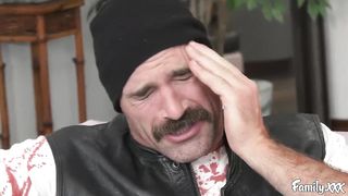 Sensual Dark-Haired with Ample Bumpers gets Pulverized by her Hubby's Step-Brother