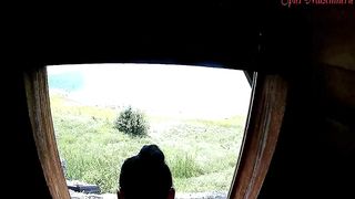 Mountain lake rear end POINT OF VIEW