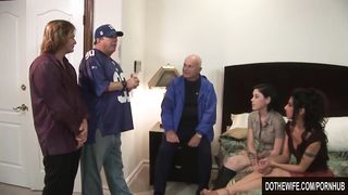 Girl/girl sees her wifey get nailed by a porno dude