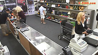 Warm COUGAR desperate for money gets screwed at the pawnshop pornography