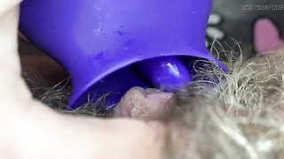 Extraordinary macro shot phat pearl eating plaything ejaculation wooly honeypot