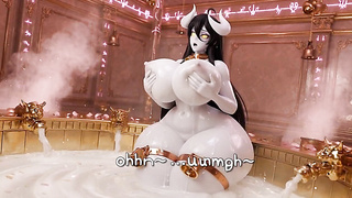 Albedo Devil Princess Bathtub Scene trio - Gigantic Titties Soapy Have fun & Humid Labia Taunt