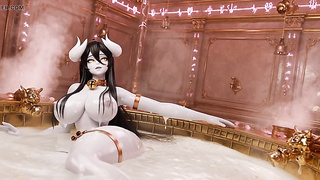 Albedo Devil Princess Bathtub Scene trio - Gigantic Titties Soapy Have fun & Humid Labia Taunt