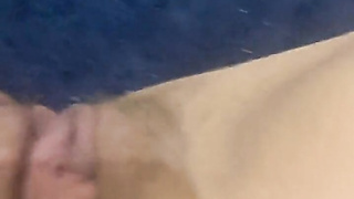 Wifey strokes on shower floor while hubby hoovers outside