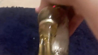 Wifey strokes on shower floor while hubby hoovers outside