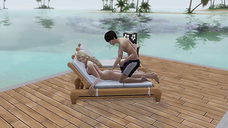 Duo in love have fuckfest in public on the beach